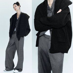 NEW ZARA 100% Wool Knotted Cardigan 2893 size L